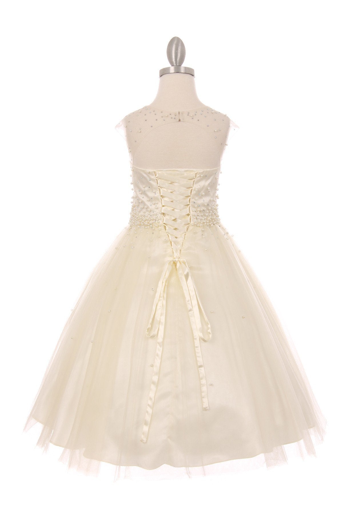Pearl Bodice Satin Tulle Party Dress by Cinderella Couture USA AS5053