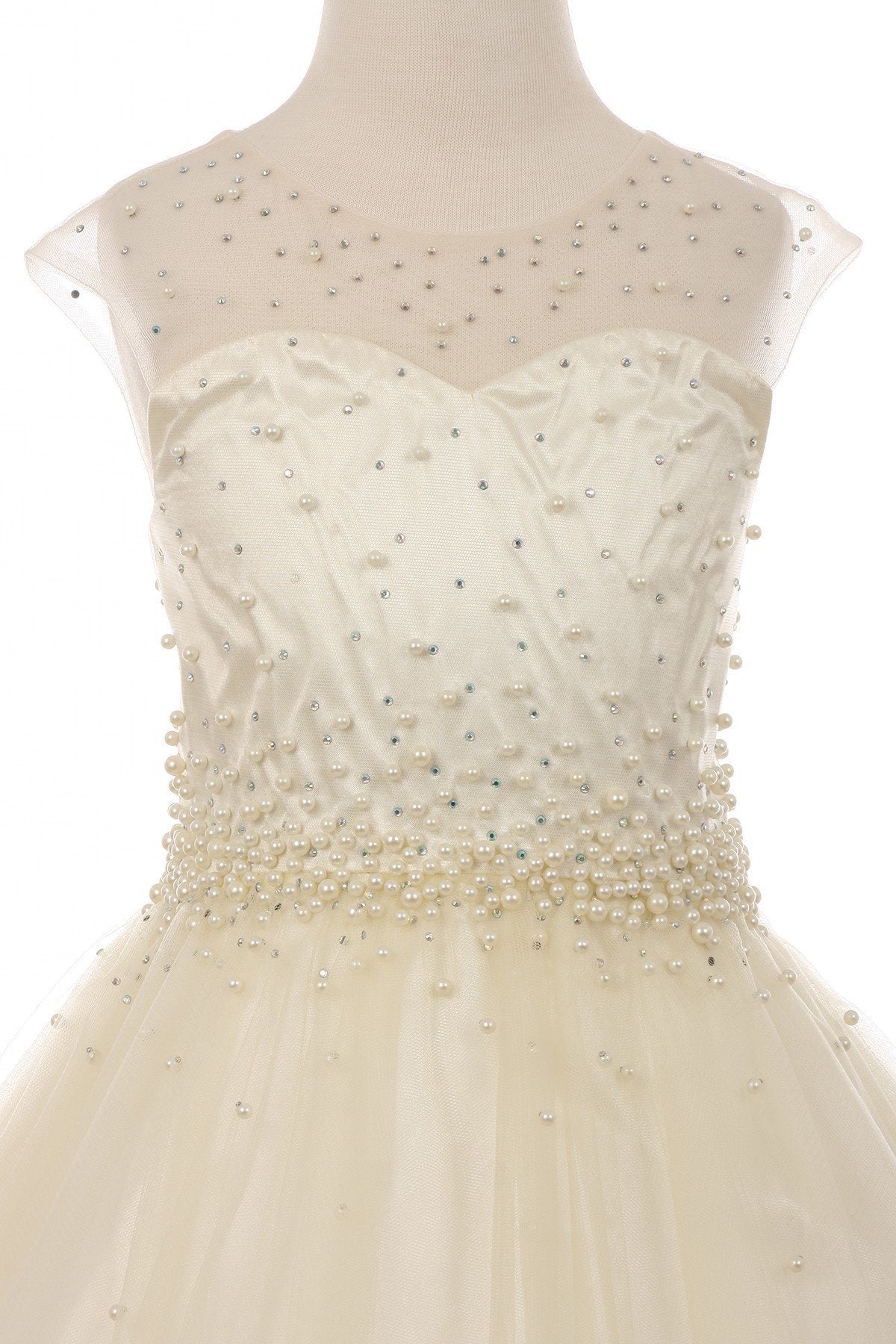 Pearl Bodice Satin Tulle Party Dress by Cinderella Couture USA AS5053
