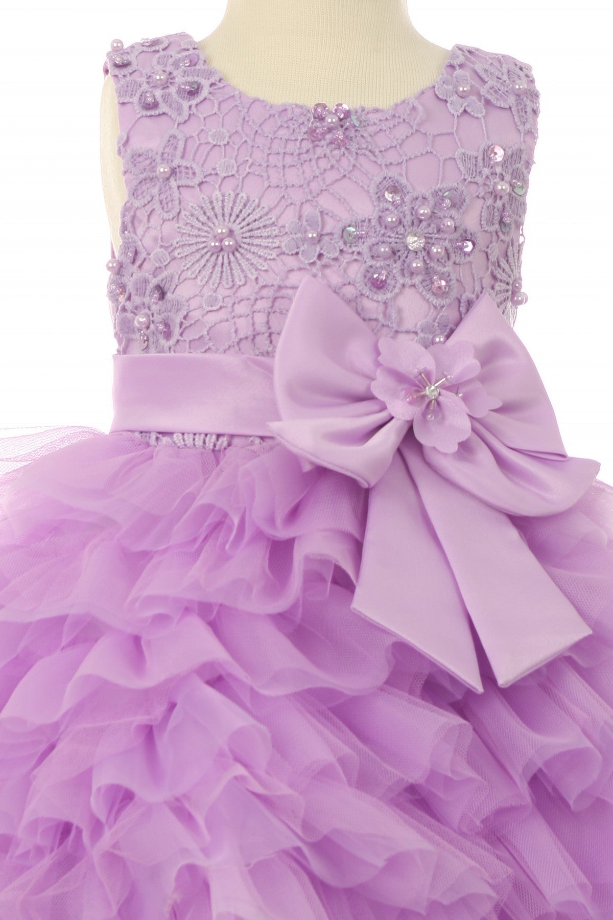 Lace Tulle Sequins Pearl Girl Baby Dress by Cinderella Couture USA AS9075B