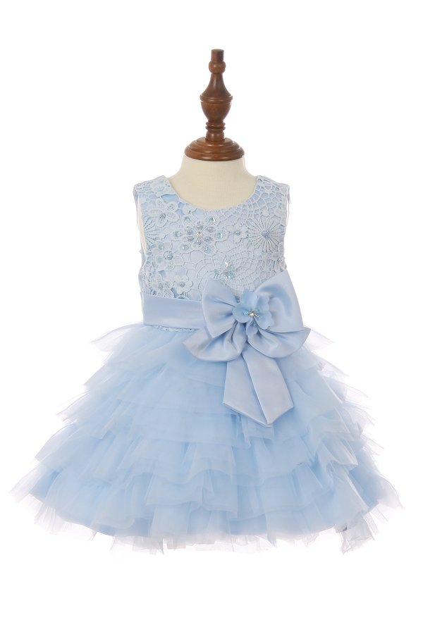 Lace Tulle Sequins Pearl Girl Baby Dress by Cinderella Couture USA AS9075B
