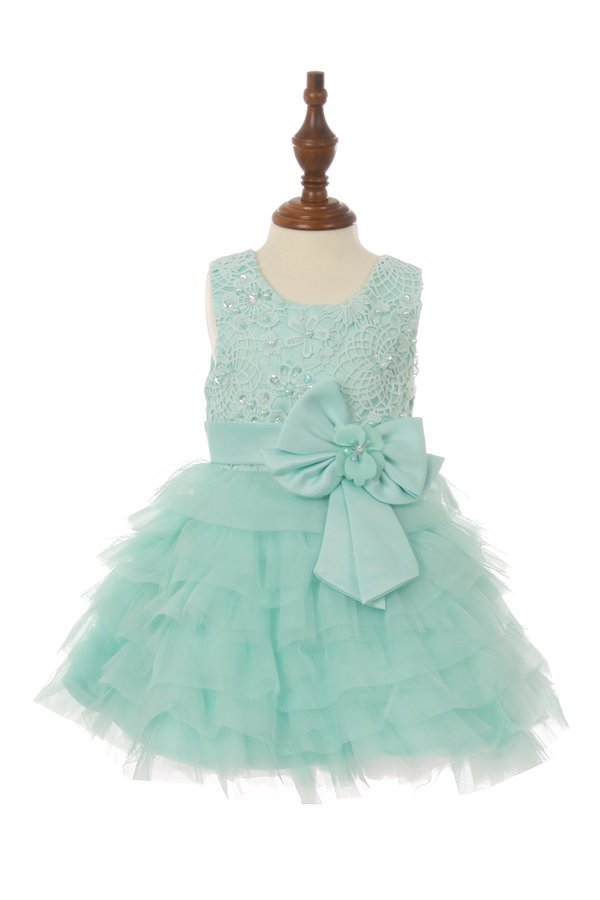 Lace Tulle Sequins Pearl Girl Baby Dress by Cinderella Couture USA AS9075B