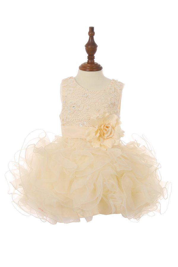 Ruffle Sequin Tulle Girl Baby Dress by Cinderella Couture USA AS9074B