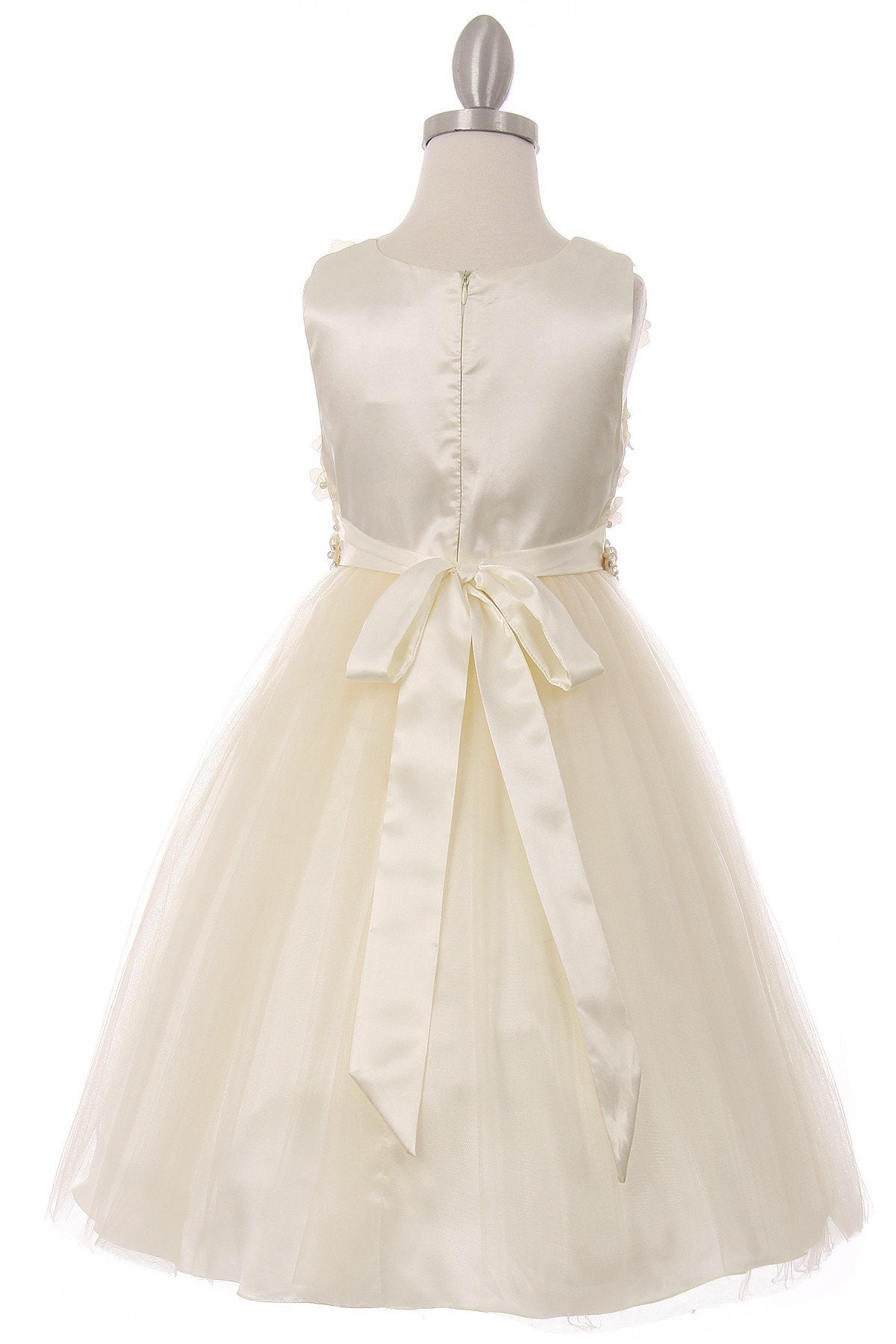 Floral & Pearls Satin Tulle Party Dress by Cinderella Couture USA AS5059