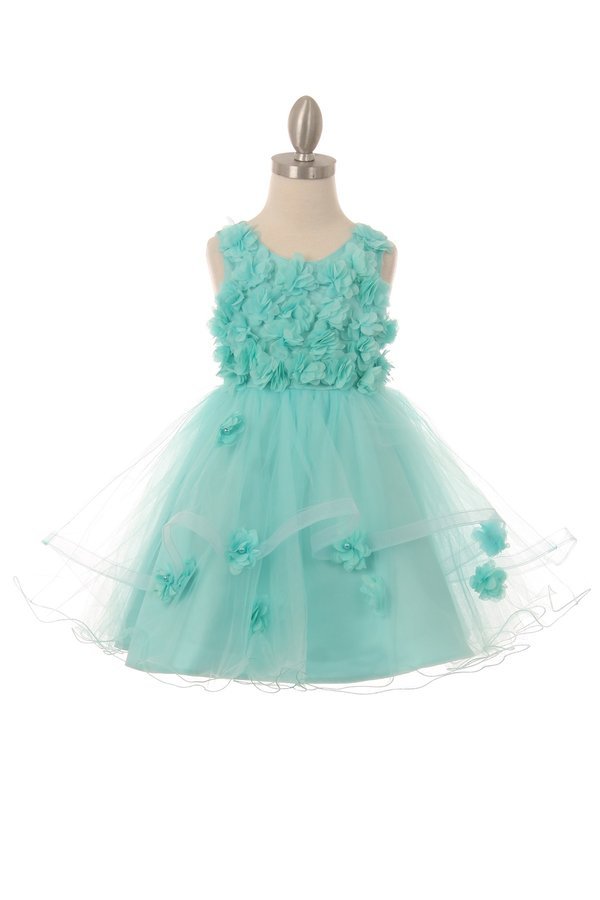 Floral Tulle Girl Party Dress by Cinderella Couture USA AS9084
