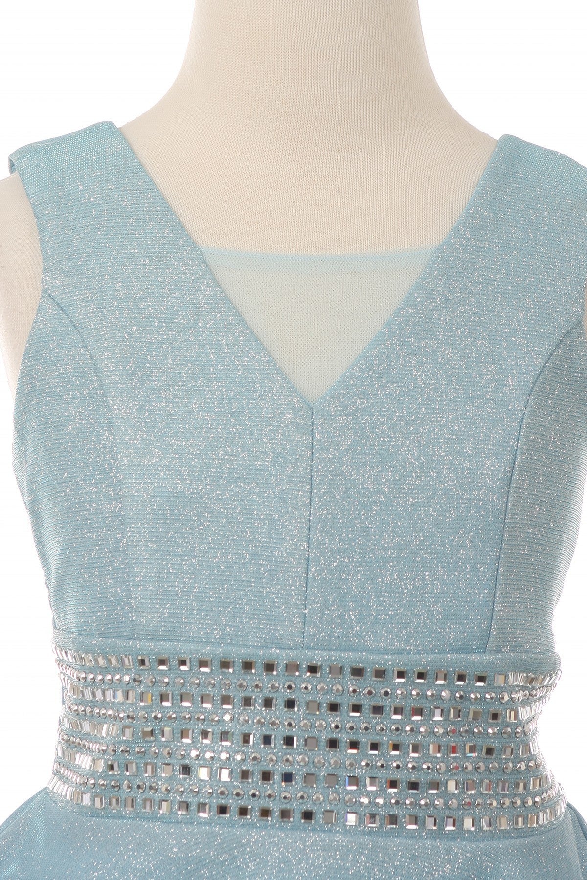 Studed Waist Lurex Girl Party Dress by Cinderella Couture USA AS5070