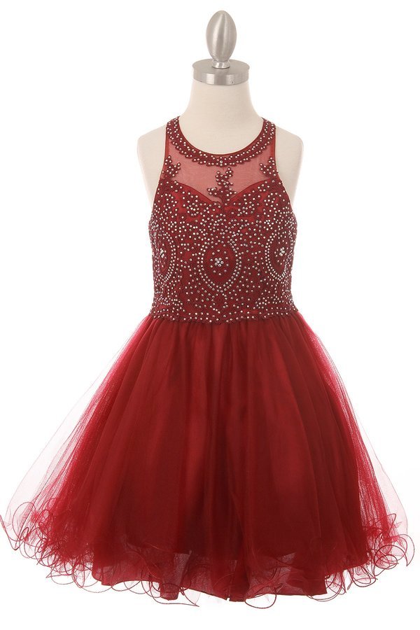 Beaded Tulle Girl Party Dress by Cinderella Couture USA AS5065