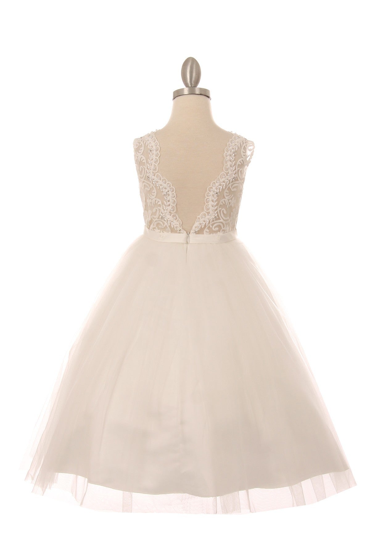 Beaded Lace Soft Tulle Flower Girl Dress by Cinderella Couture USA AS5079N