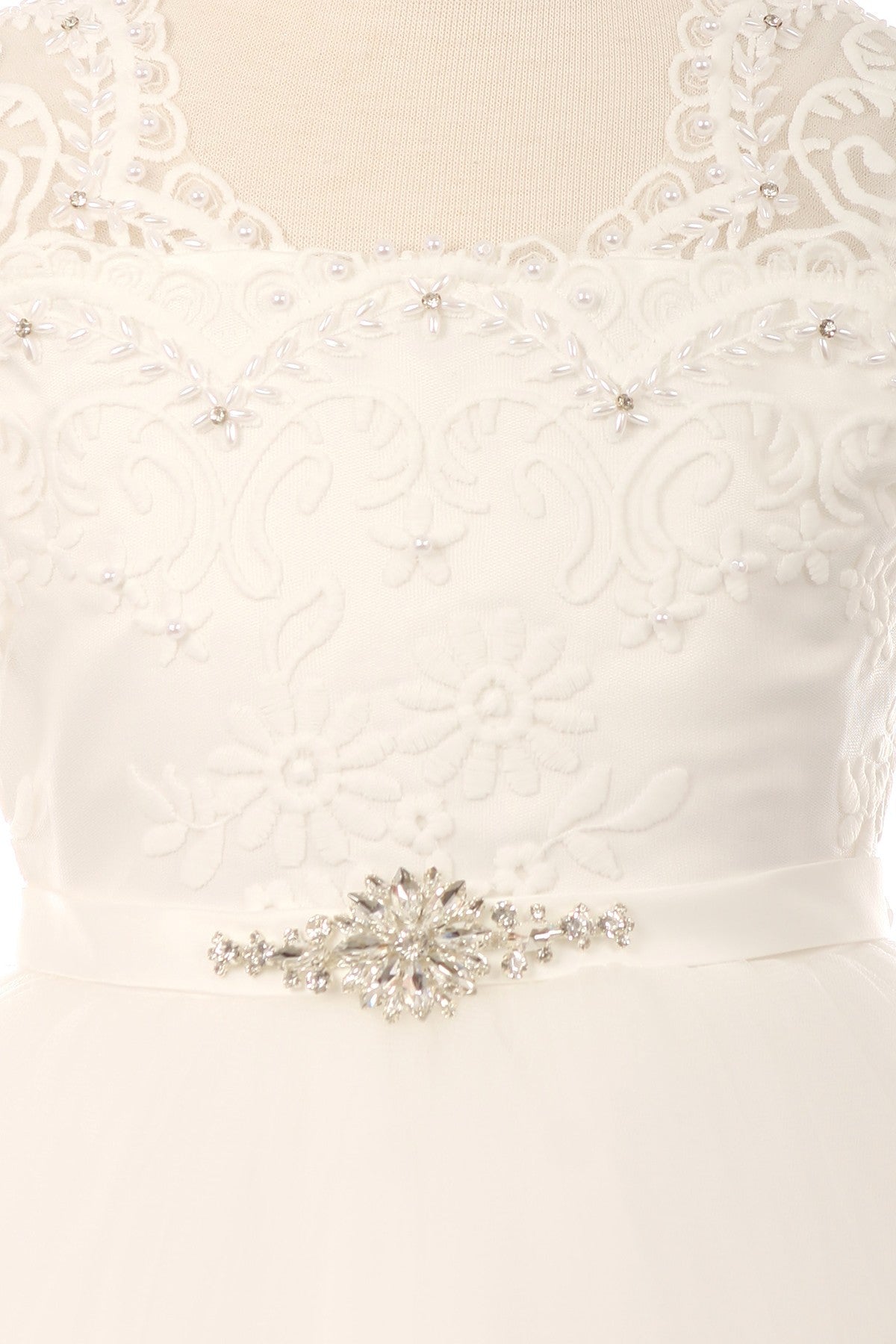 Beaded Lace Soft Tulle Flower Girl Dress by Cinderella Couture USA AS5079N