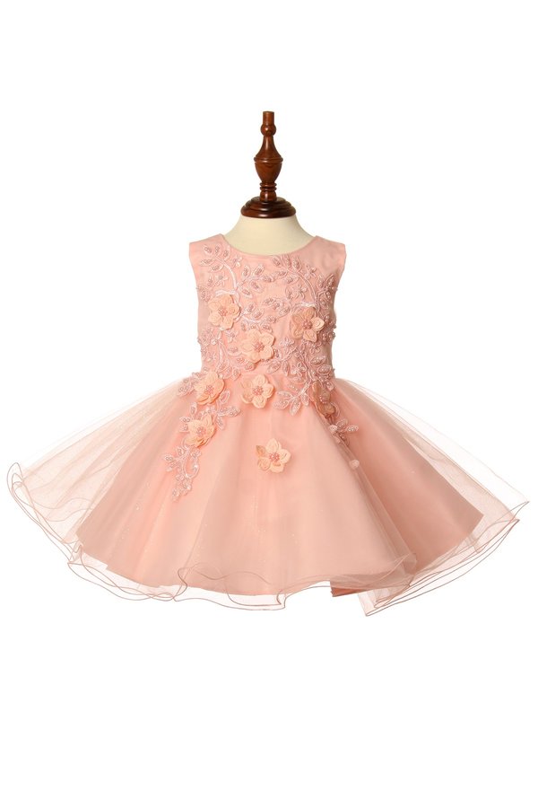 Beaded Floral Tulle Baby Dress by Cinderella Couture USA 9111B