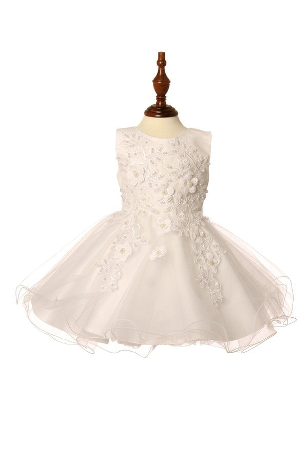 Beaded Floral Tulle Baby Dress by Cinderella Couture USA 9111B