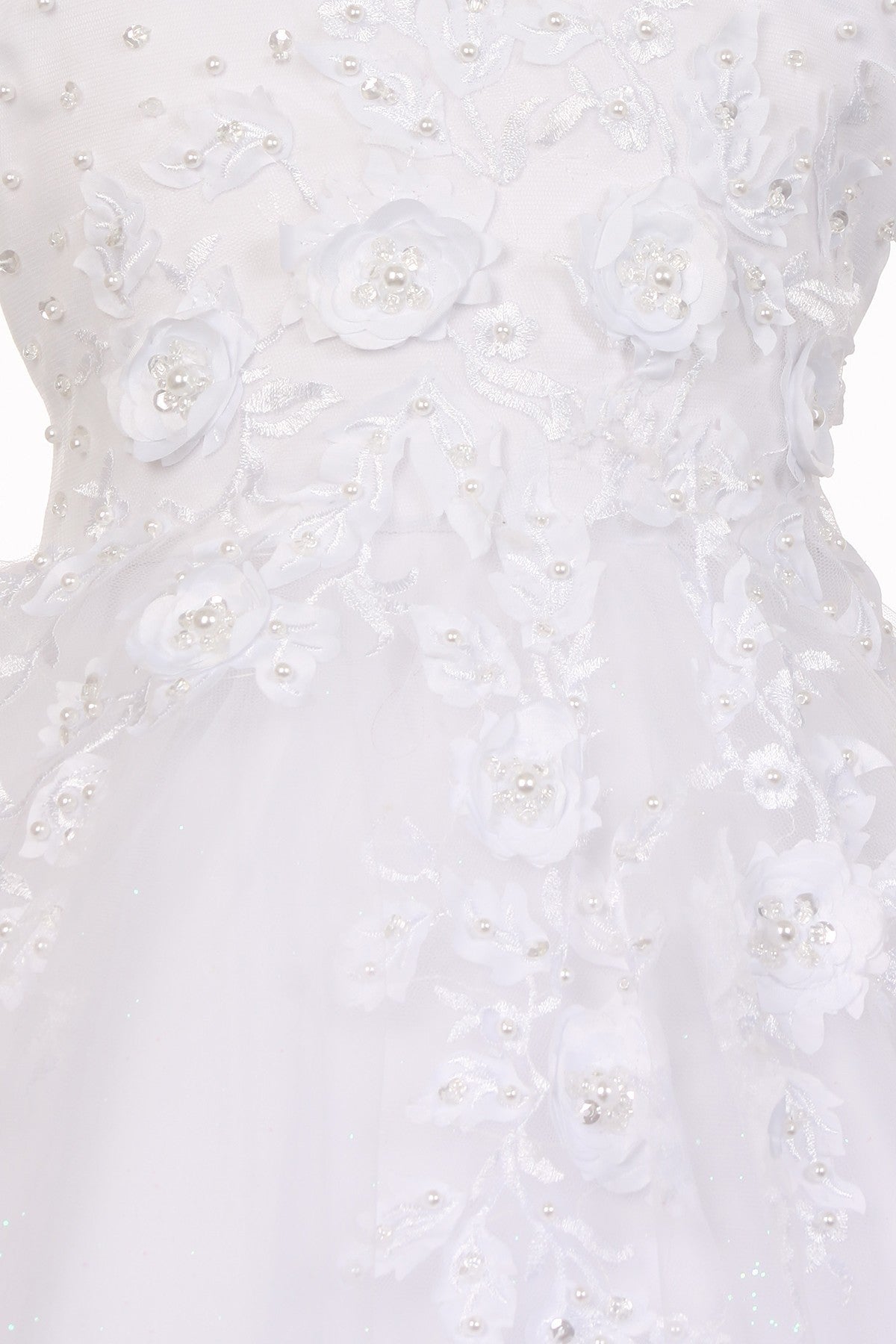 FLoral Stone Cap Sleeve Satin Tulle Flower Girl Dress by Cinderella Couture USA AS2013