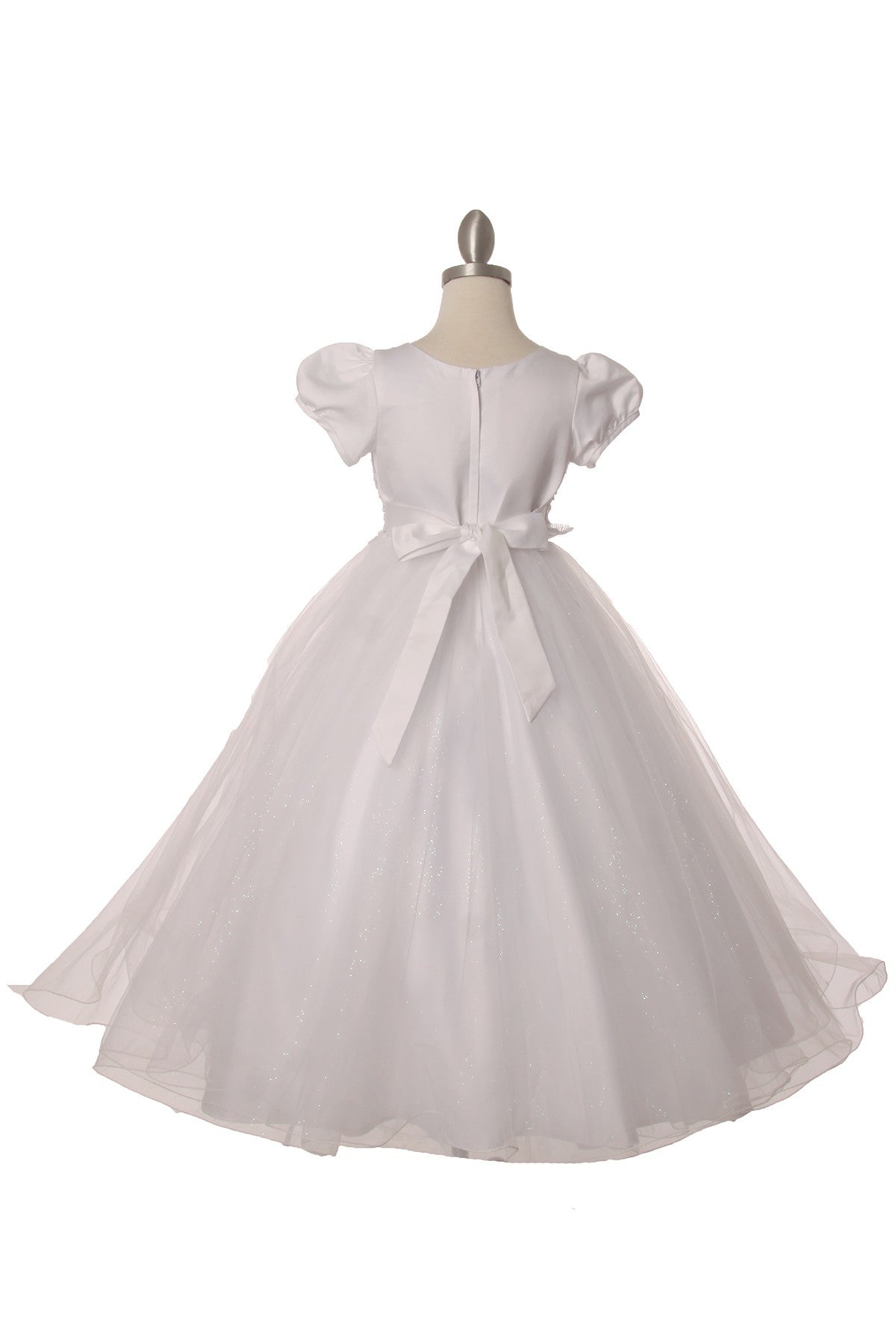 Floral Lace Cap Sleeves Tulle Flower Girl Dress by Cinderella Couture USA AS2011