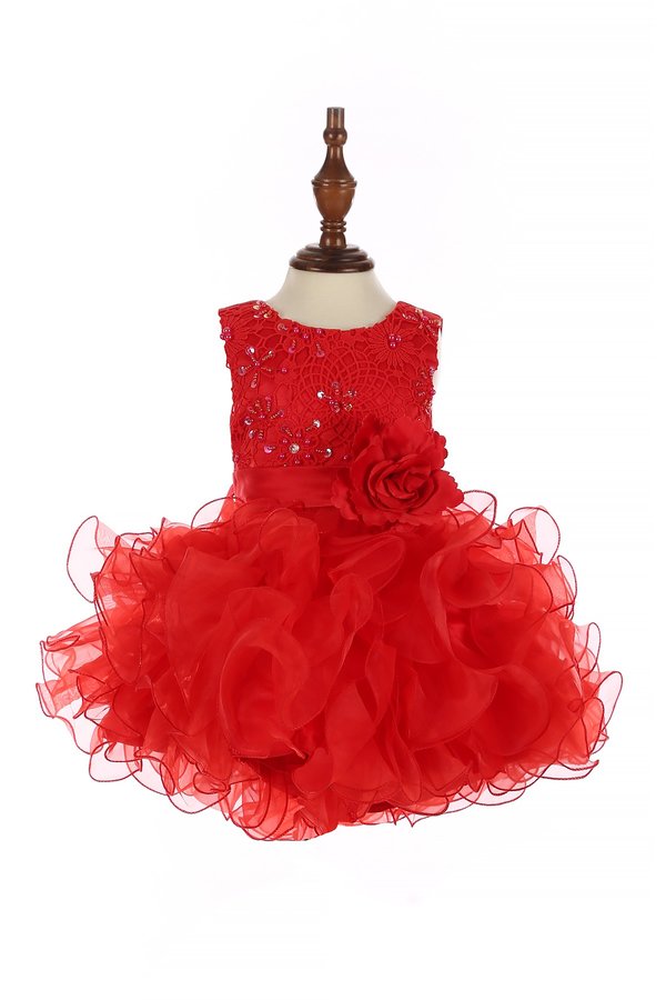 Ruffle Sequin Tulle Girl Baby Dress by Cinderella Couture USA AS9074B