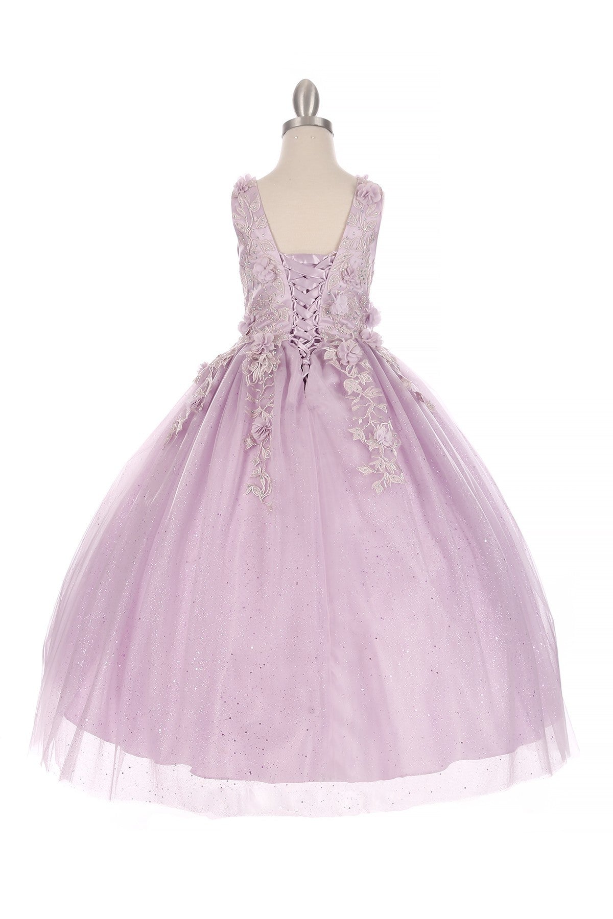 Floral Sequin Tulle Girl Mini Quince by Cinderella Couture USA AS5107