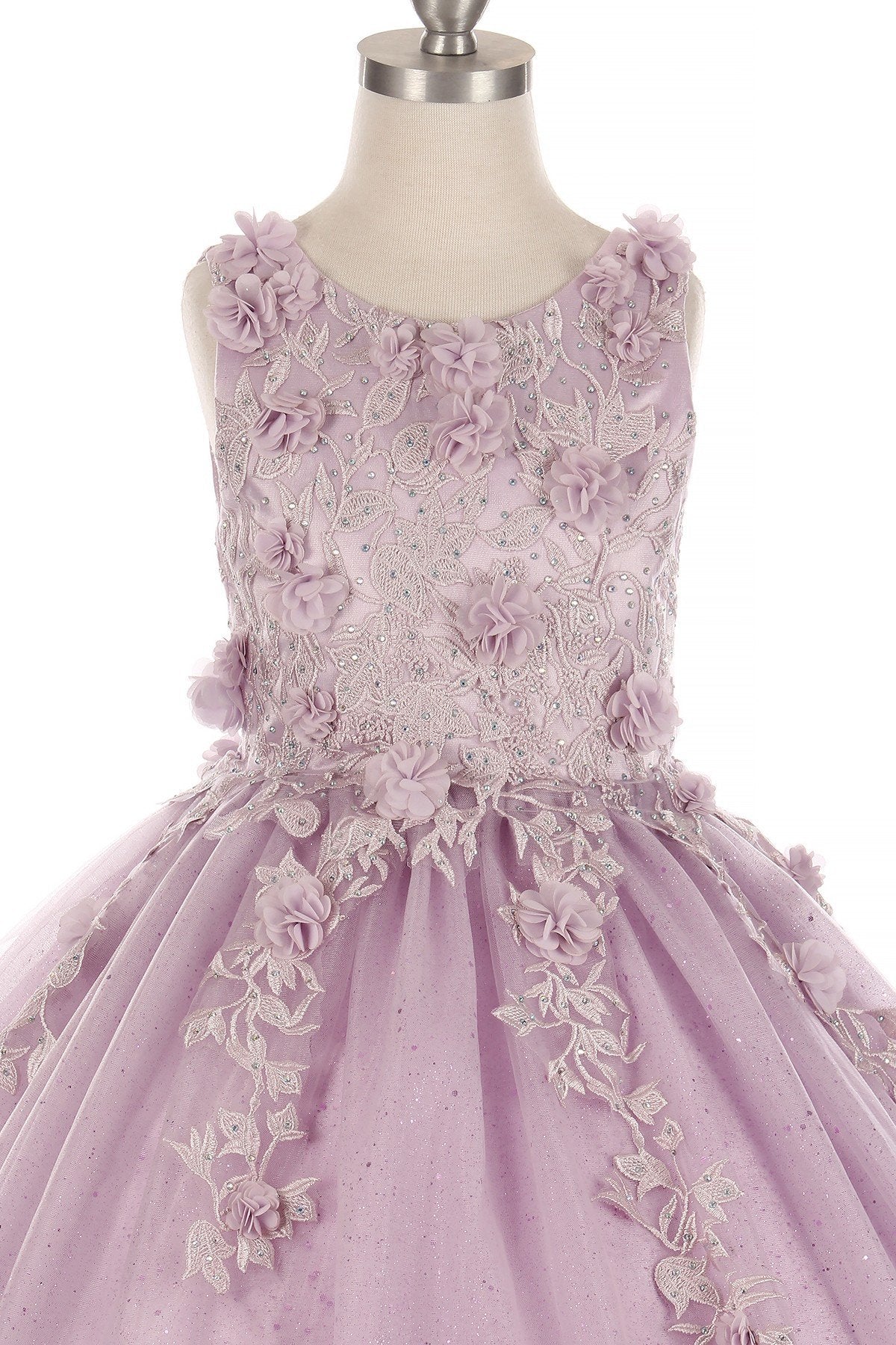Floral Sequin Tulle Girl Mini Quince by Cinderella Couture USA AS5107