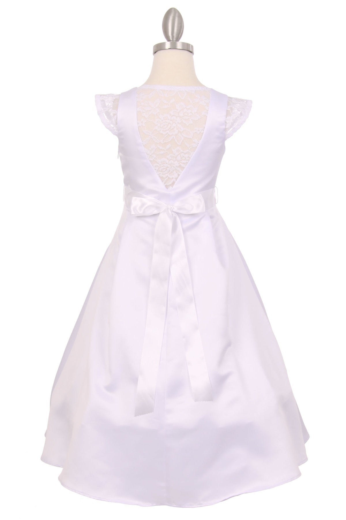 Cap Lace Sleeve Satin Girl Communion Dress by Cinderella Couture USA AS2009