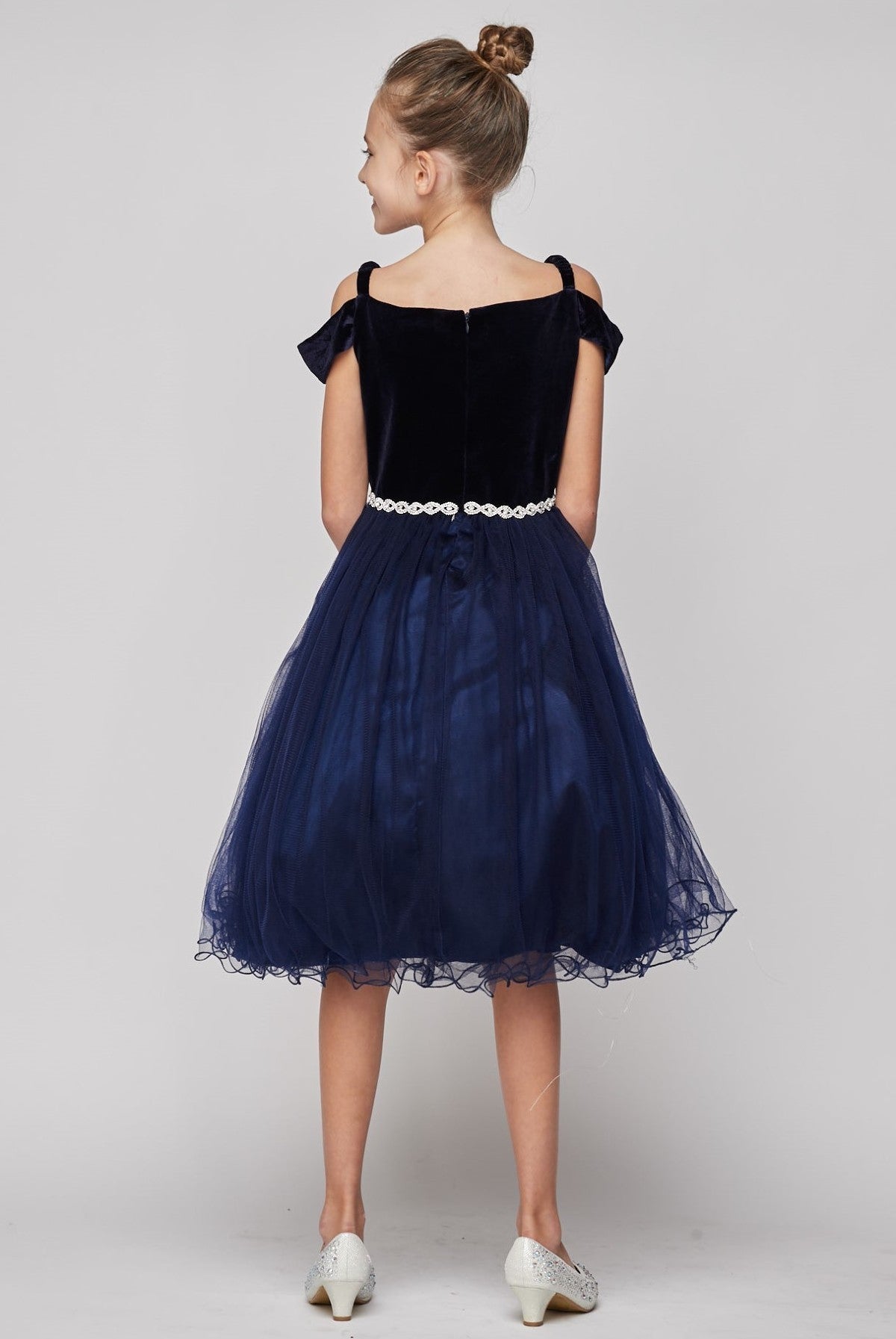 Velvet Tulle Girl Party Dress by Cinderella Couture USA 5057
