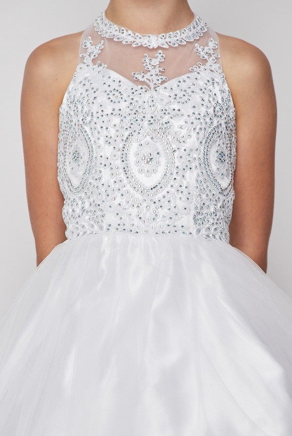Beaded Tulle Girl Party Dress by Cinderella Couture USA AS5065
