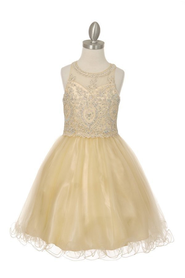Beaded Tulle Girl Party Dress by Cinderella Couture USA AS5065