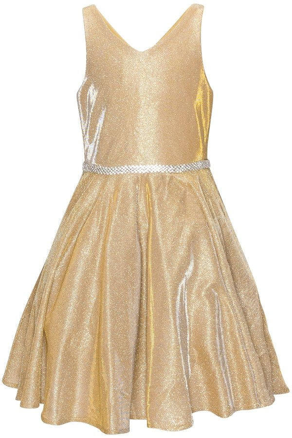 Shiny Metallic Girl Party Dress by Cinderella Couture USA AS8013