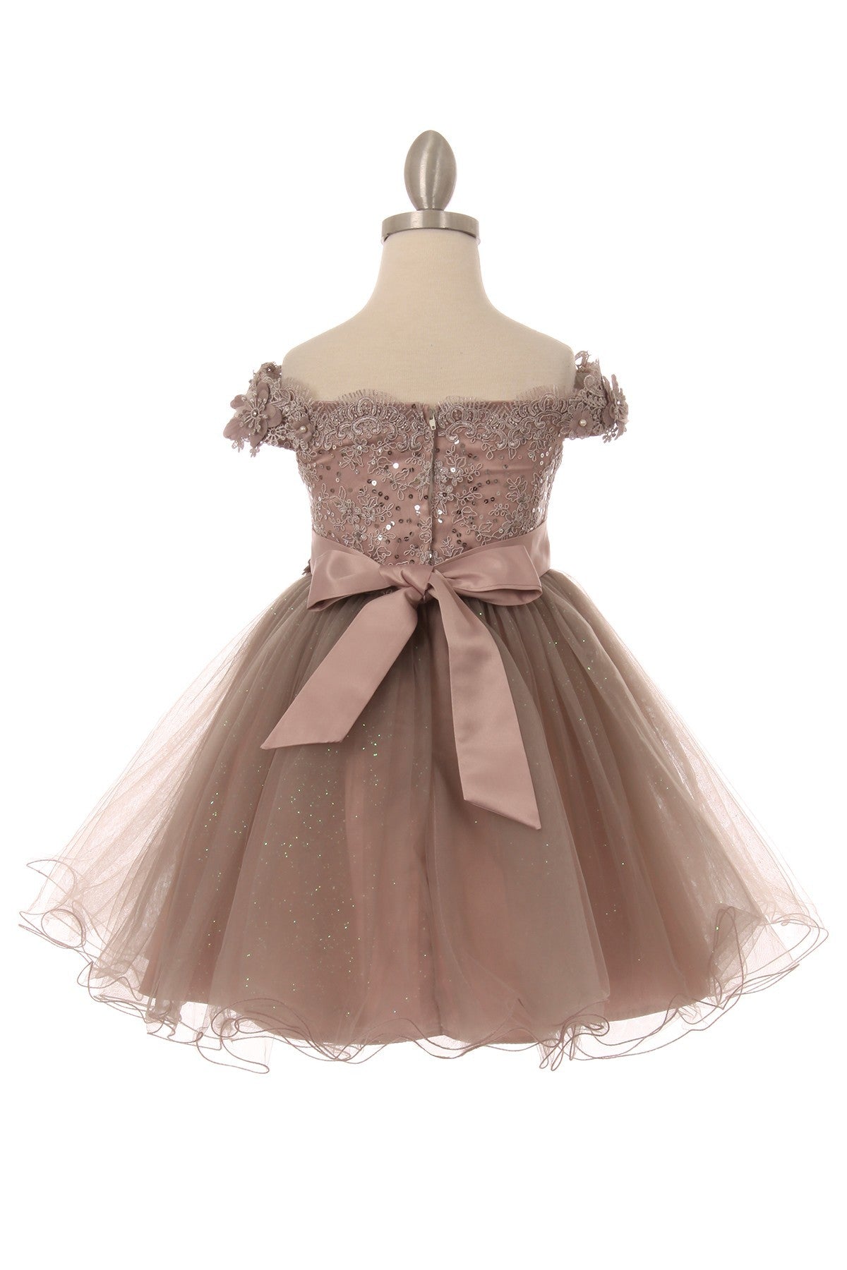Off the Shoulder Floral Lace Tulle Baby Party Dress by Cinderella Couture USA AS9085B