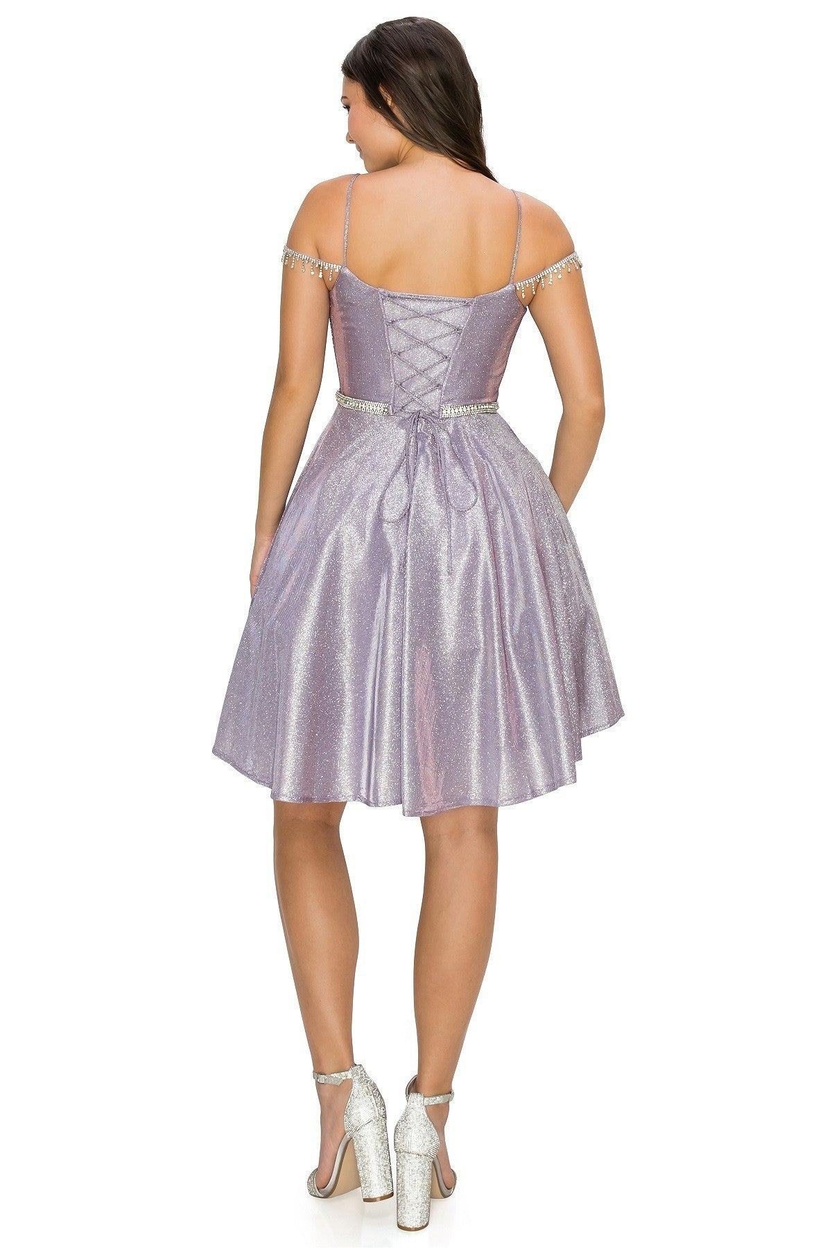 Metallic Short Party Dress by Cinderella Couture USA AS8014J-LILAC
