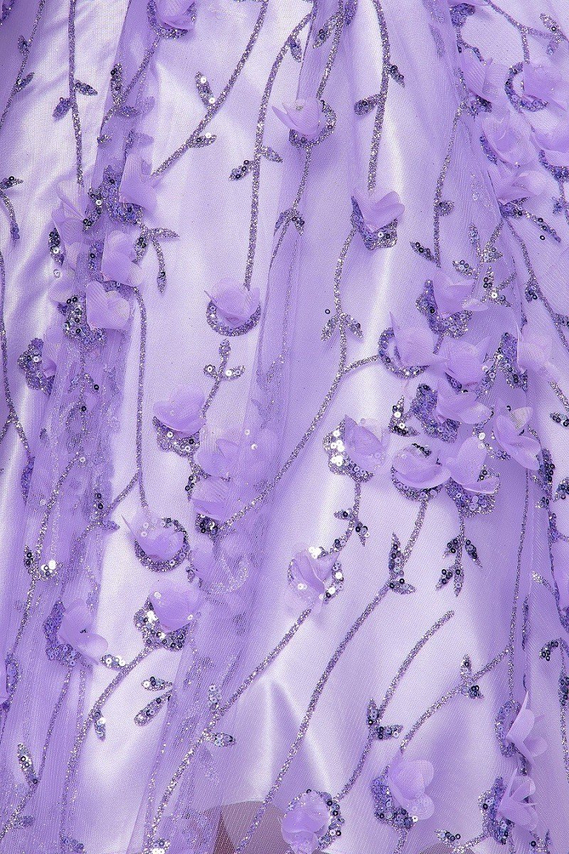 Off the Shoulder Floral Lace Glitter Tulle Girl Mini Quince Gown BY Cinderella Couture USA AS8021