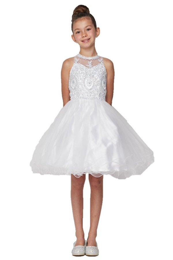 Beaded Tulle Girl Party Dress by Cinderella Couture USA AS5065