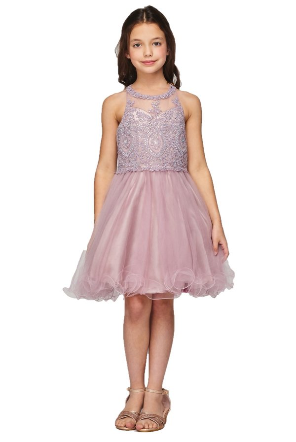 Beaded Tulle Girl Party Dress by Cinderella Couture USA AS5065