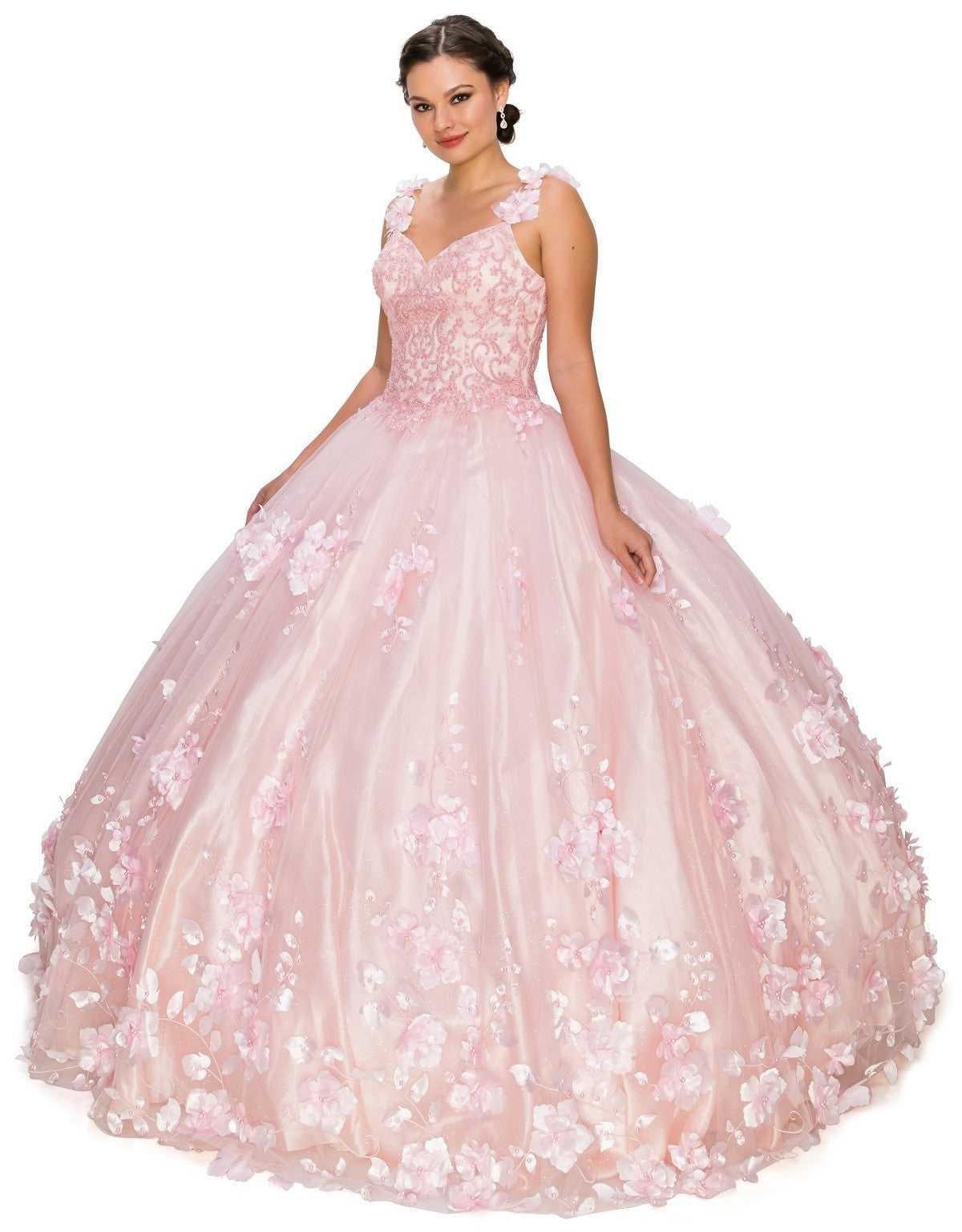 Floral Quinceanera Dress by Cinderella Couture USA AS8030J-blush
