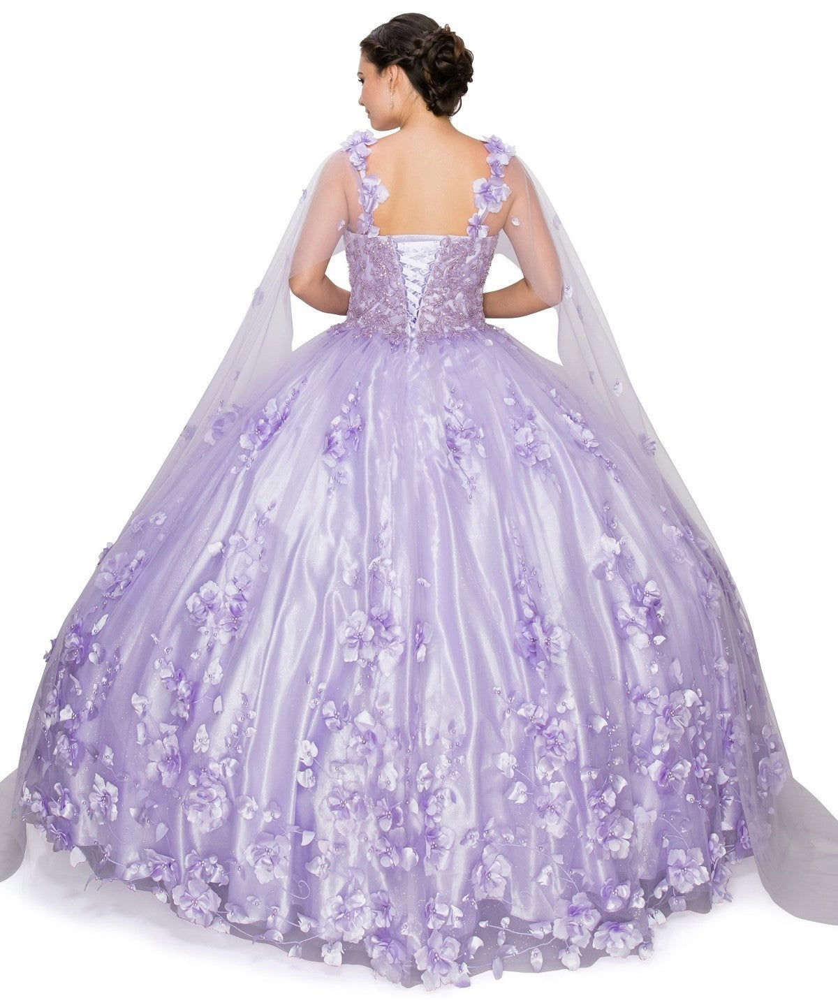 3D Stone/Pearl Embellishments floral Applique Quinceanera Dress by Cinderella Couture USA AS8030J