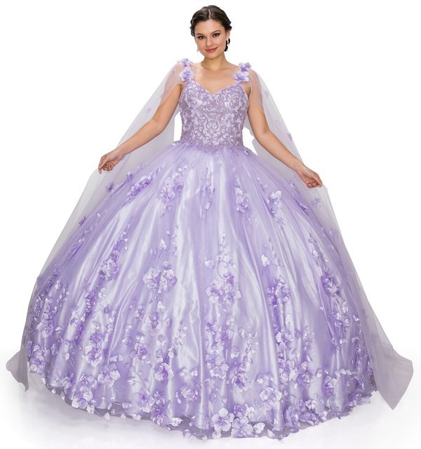 3D Stone/Pearl Embellishments floral Applique Quinceanera Dress by Cinderella Couture USA AS8030J