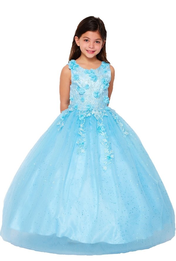 Floral Sequin Tulle Girl Mini Quince by Cinderella Couture USA AS5107