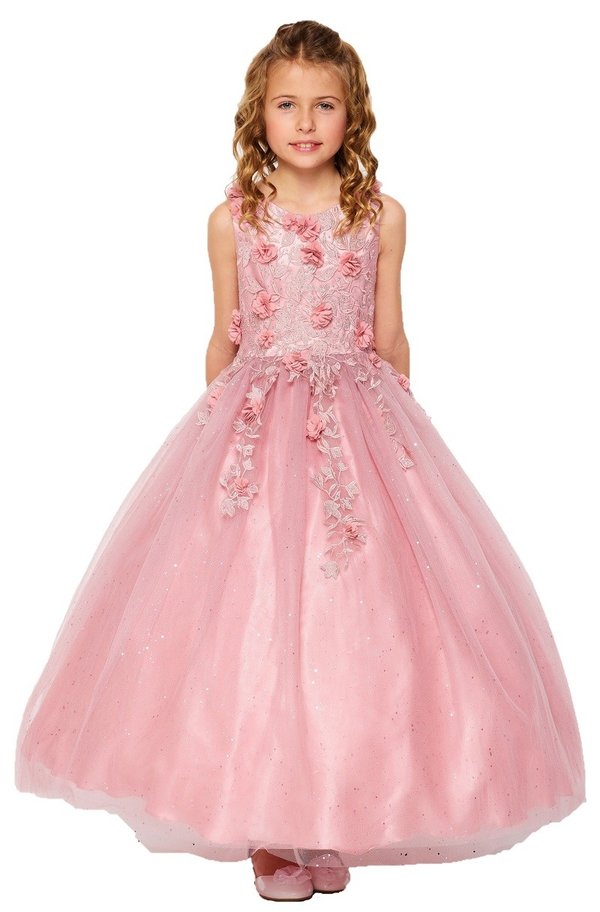 Floral Sequin Tulle Girl Mini Quince by Cinderella Couture USA AS5107