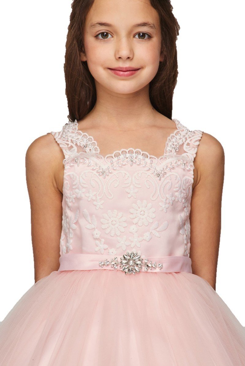 Beaded Lace Soft Tulle Flower Girl Dress by Cinderella Couture USA AS5079N