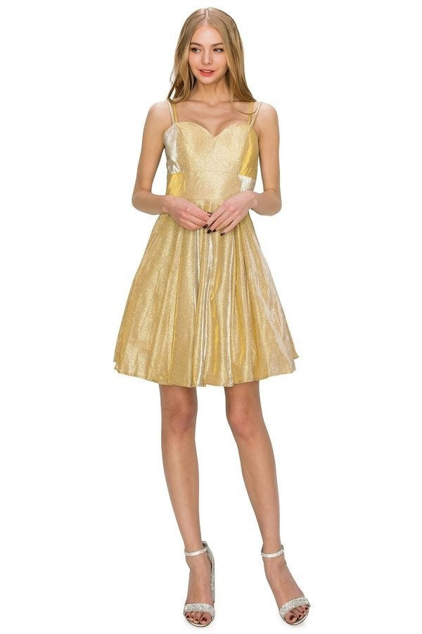 Metallic Short Party Dress by Cinderella Couture USA AS8011J-GOLD Metallic Short Party Dress by Cinderella Couture USA AS8011J-GOLD