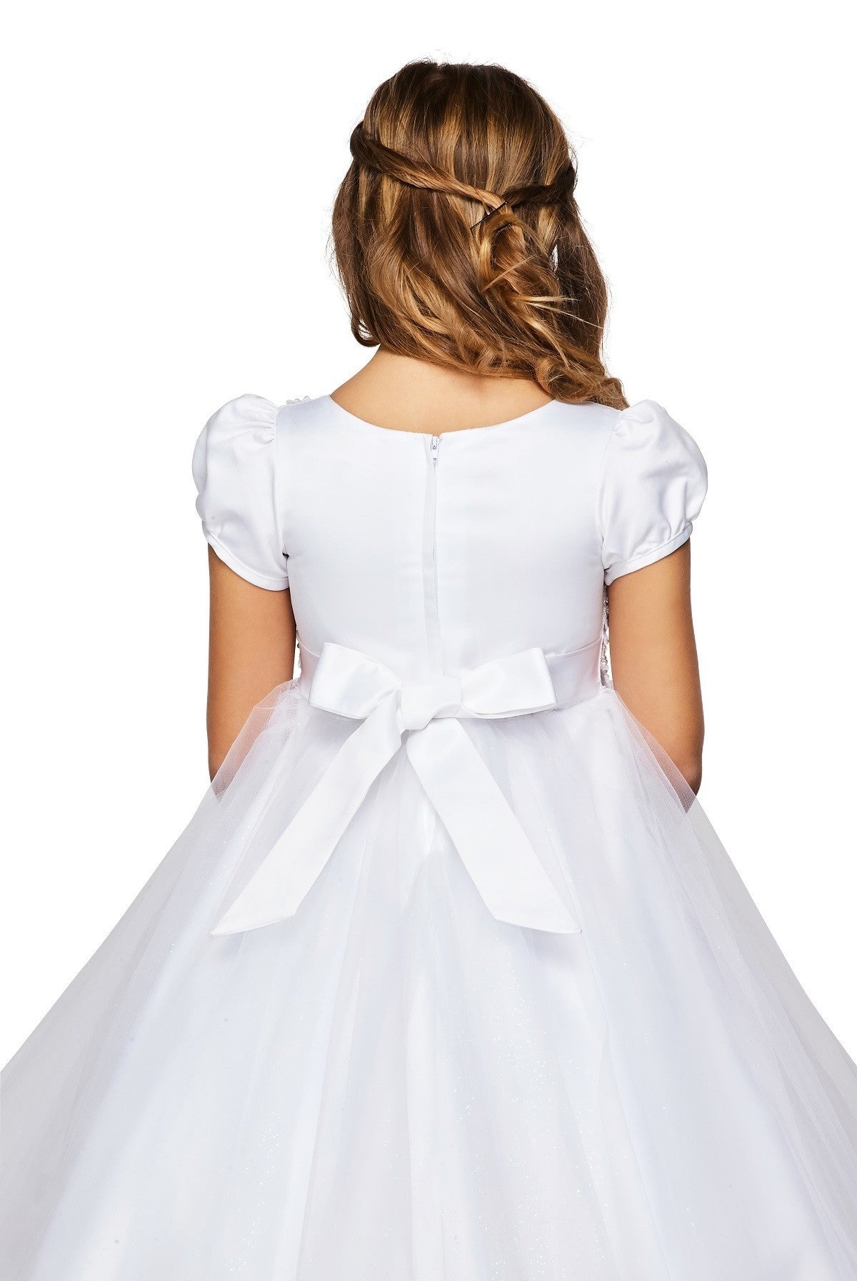 Floral Lace Cap Sleeves Tulle Flower Girl Dress by Cinderella Couture USA AS2011