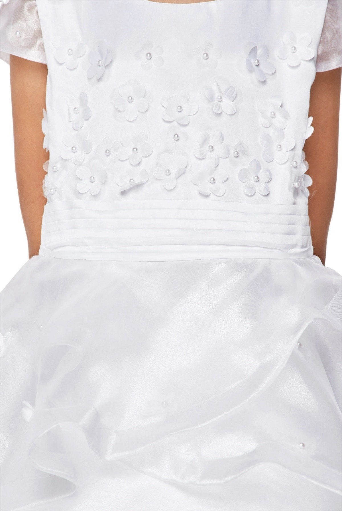 Cap Sleeve Satin Floral Organza Flower Girl Dress by Cinderella Couture USA AS2903