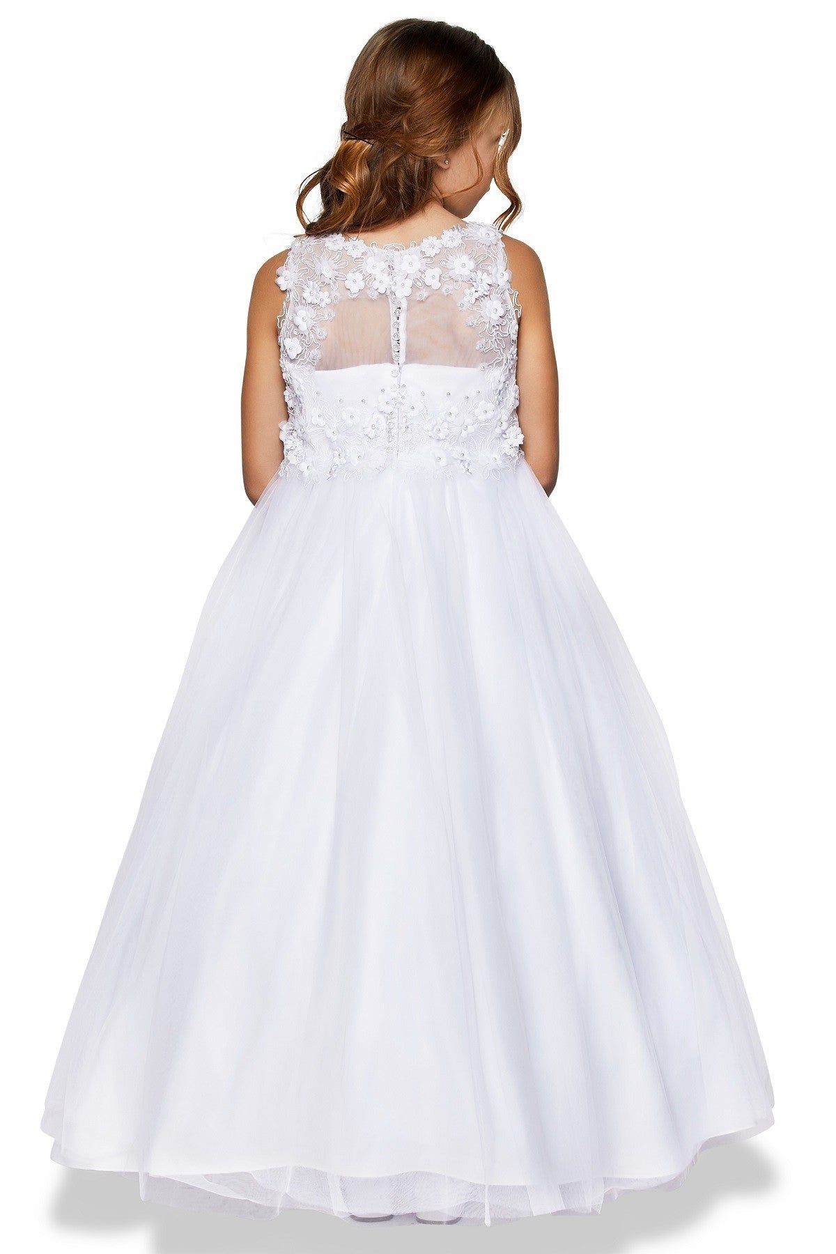 Floral Bodice Lace Tulle Flower Girl Dress by Cinderella Couture USA AS5035