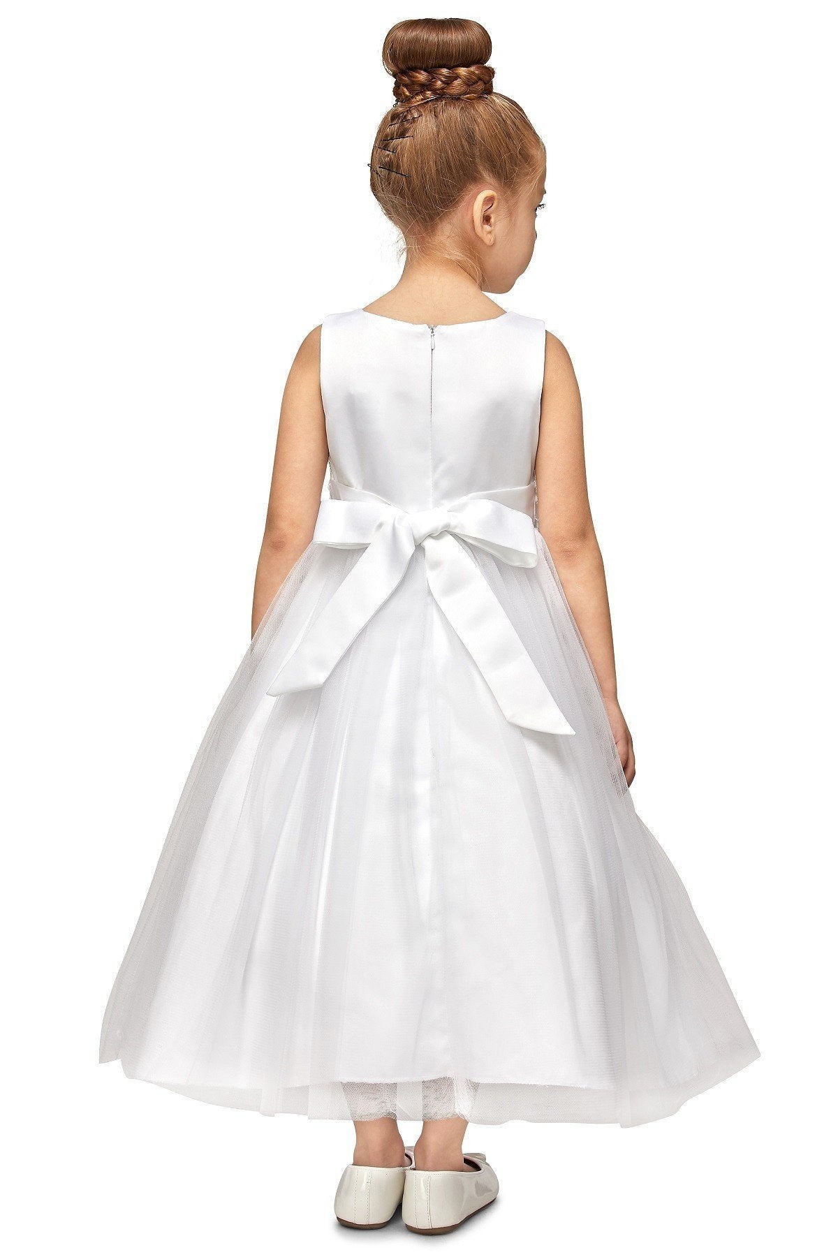 Pearl Sequins Tulle Party Dress with Satin Bow by Cinderella Couture USA AS5008