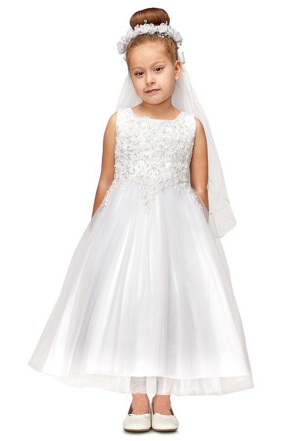 Pearl Sequins Tulle Party Dress with Satin Bow by Cinderella Couture USA AS5008