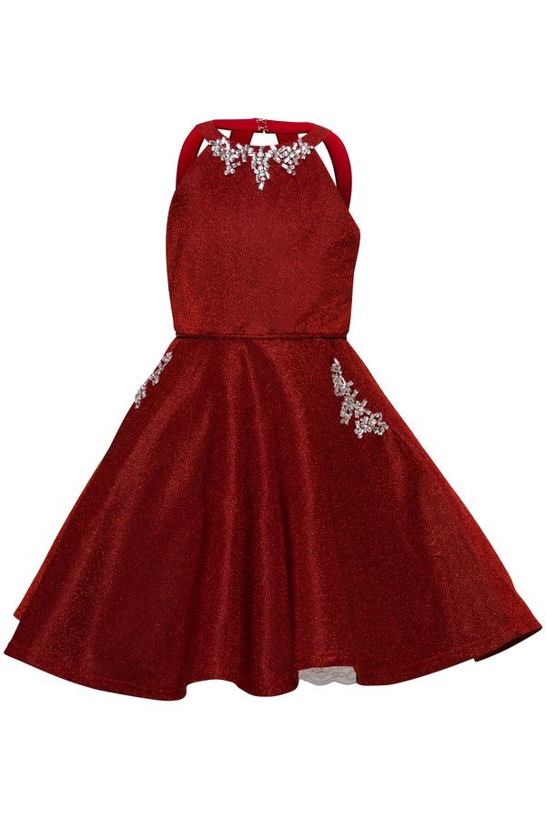 Metallic Rhinestone Halter Party Dress by Cinderella Couture USA 5085