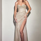 Champagne-gold Glitter Corset Cowl Slit Gown CD254 - Women Evening Formal Gown - Special Occasion