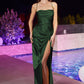 Emerald Satin Fitted Knot Gown BD111 - Women Evening Formal Gown - Special Occasion