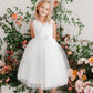 Ivory Girl Dress with Glitter V-Neck Tulle Dress - AS5698