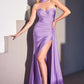 Lavender Strapless Satin with Gloves Slit Gown CD886 - Women Evening Formal Gown - Special Occasion-Curves
