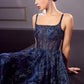 Navy_2 Glitter Print A-Line Gown J840 - Women Evening Formal Gown - Special Occasion