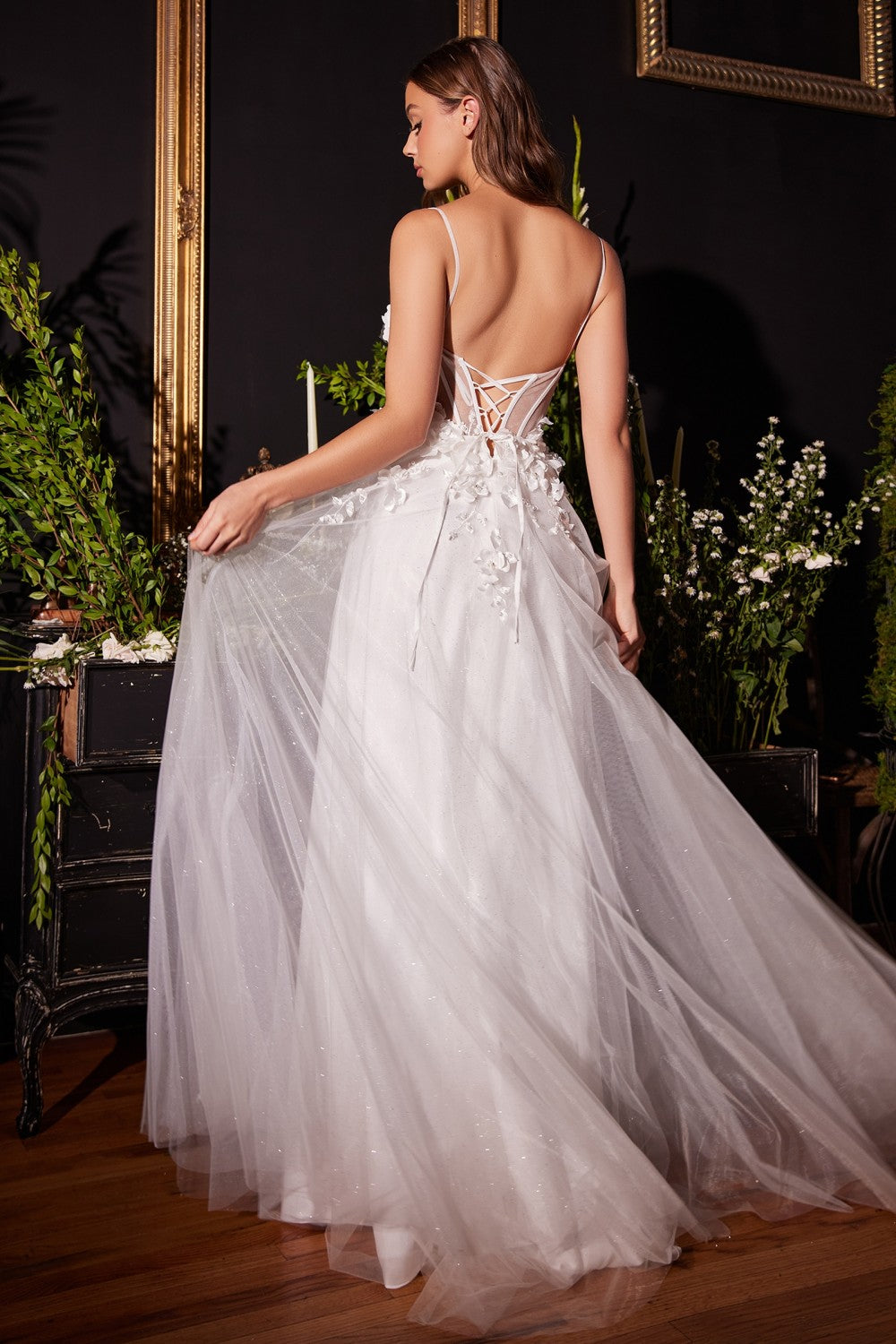Off-White_1 Floral Applique A-line Bridal Gown CM321W - Women Evening Formal Gown - Special Occasion