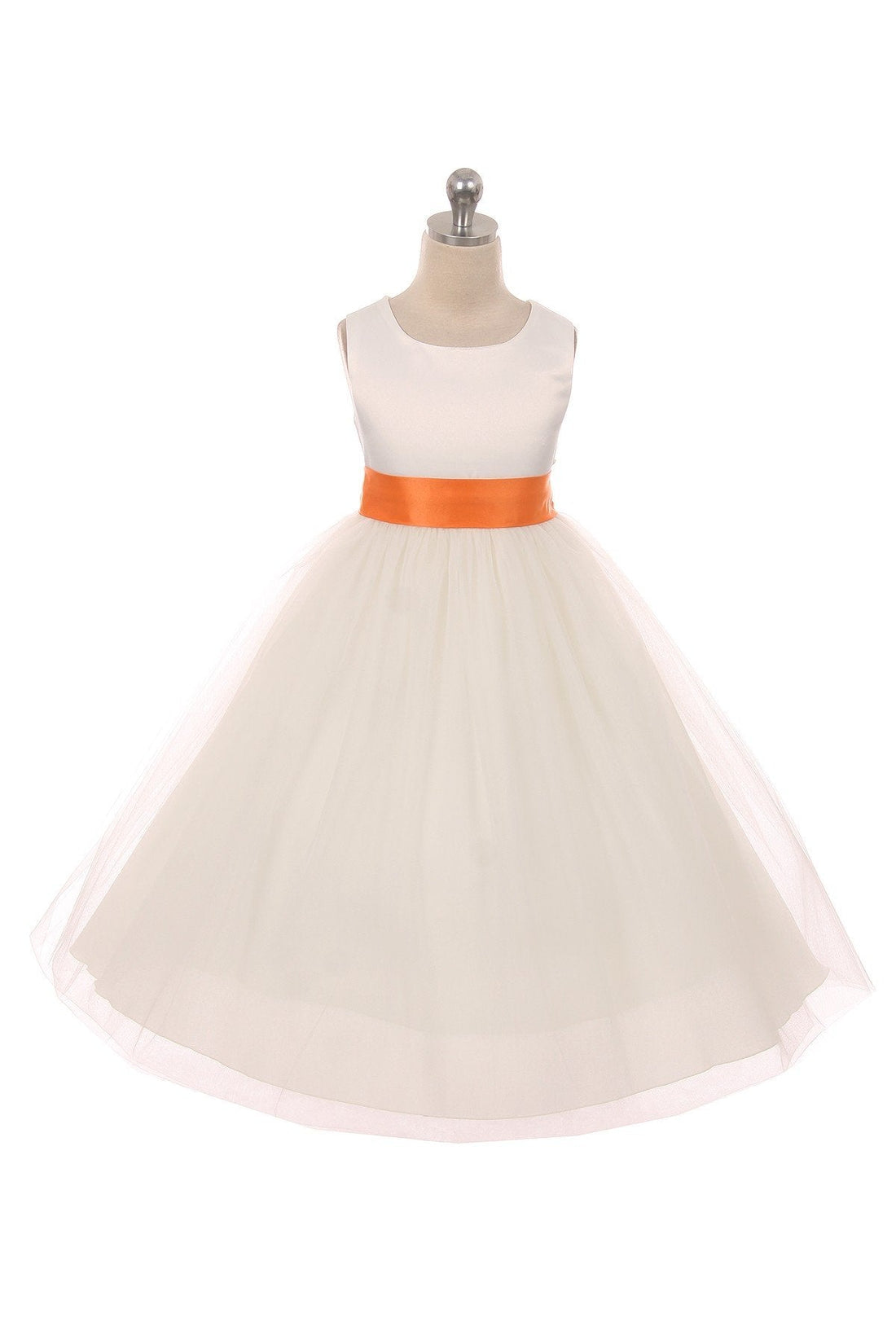 Orange Girl Dress - Ivory Satin Sash Bow Girl Dress - AS411 Kids Dream