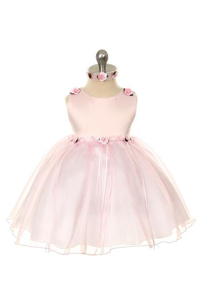 Pink Baby Rosebud Organza Party Dress-AS193